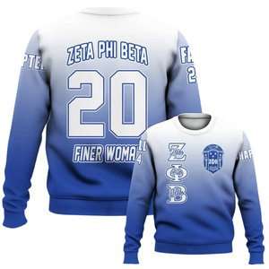 Sudadera Azul con Cuello Redondo y Letras Griegas de Zeta Phi Beta para Mujer, Bordado de la Hermandad 1920 - Product Image 6