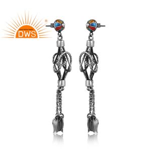 Pendientes largos de plata esterlina oxidada más vendidos, joyería personalizada para mujer, regalo para ella - Product Image 2