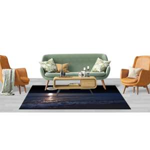 Alfombras con vista al mar y a la luna, alfombra estampada, alfombra de luna llena, alfombra negra, alfombras fáciles de limpiar, alfombra fina no tejida - Product Image 3