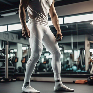 Leggings de yoga imprimé graphique de couche de base vêtements de fitness d'entraînement Legging de sublimation pantalon de compression blanc de couleur unie pour hommes - Product Image 1