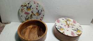 Elegante Tazón de Madera Hecho a Mano Ecológico con Estampado de Esmalte de Colores para Servir Aperitivos, Frutos Secos y Frutas - Tazón para Regalo - Product Image 6