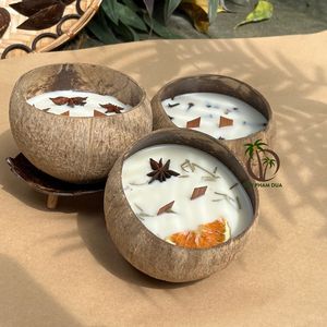 Vela de cera natural COCO ECO con cáscara de coco Embalaje ecológico para Navidad Acción de Gracias Celebración de Año Nuevo - Product Image 5