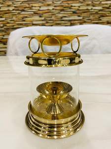 Brûleur d'encens industriel moderne en laiton avec couvercle en verre protecteur, artisanat pour la décoration de Noël - Product Image 3