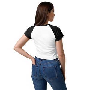 American Style Letter Raglan Short Sleeve <b>Red</b> Bad Logo Print T Shirt for Women Summer New Trendy Slim Fit Sexy Sport <b>Crop</b> <b>Top</b> - Product Image 2