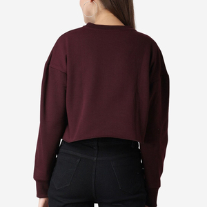 OEM Wholesale Winter Front Women's Neck Pullover Regular Sweatshirts-Latest Fashion Solid Color Oversized <b>Fleece</b> - Product Image 2
