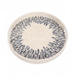 Plateau en nacre fait à la main, plateau de service décoratif, écologique, incrustation de coquillages naturels, table de maison - Product Image 1