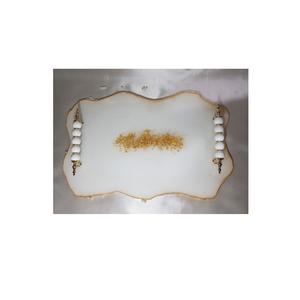 Plateau de service en résine avec poignée en résine pour la maison Plateau de service en résine de haute qualité de couleur bleue et blanche à un prix raisonnable - Product Image 2