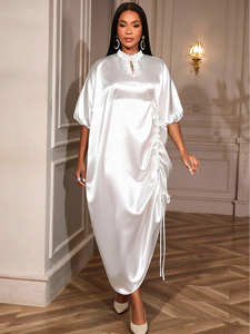 ADR051149 <span class=keywords><strong>Eleganti</strong></span> <span class=keywords><strong>Abiti</strong></span> Lunghi Africani con Maniche a Pipistrello <span class=keywords><strong>Oversize</strong></span> Bianchi Bubu per Vendita all'Ingrosso - Product Image 2