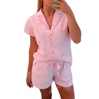 Ensemble de vêtements de détente pour femmes en jersey 100% coton, confortable, thermique, respirant, séchage rapide, manches courtes, fermeture à cordon, vêtements de nuit