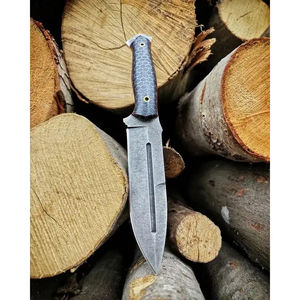 มีดสกินเนอร์เหล็กดามัสกัสทำมือแบบกำหนดเองของ Burraq ขนาด 9 นิ้ว ใบมีดไม่สามารถปรับได้ ด้ามเรซิ่น ปลอกหนัง คุณภาพเยี่ยม - Product Image 4