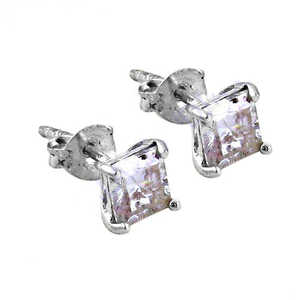 Pendientes de Plata Vintage de Moda para Mujer, con Circonita Blanca Cuadrada, Perla, Diamante, Gema, Patrón Geométrico, para Fiestas - Product Image 1