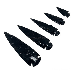 หัวลูกศรหินออบซิเดียนสีดำแกะสลักด้วยมือ สัมผัสเหมือนจริง ขนาด 1-1.5 นิ้ว ของสะสมงานศิลปะคุณภาพพรีเมียม มุนตาฮะ - Product Image 3