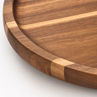 Bandeja Redonda de Madera de Acacia con Borde Elevado para Servir Café, Charcutería, Postres, Decoración del Hogar y Uso en Hoteles