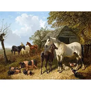 ภาพจิตรกรรมฝาผนัง8x6กระเบื้องแบบเน้นลายม้าในสวนสินค้าในหมวดสินค้า - Product Image 1