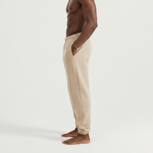 Pantalon de survêtement en molleton beige pour homme, taille élastique, décontracté, avec poches latérales, pour l'automne - Product Image 3