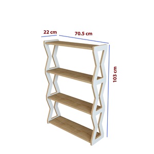 Zapatero de madera Selin de 4 estantes en blanco y roble zafiro, estantería organizadora para entrada - Product Image 3