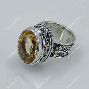 Anillo de Plata de Ley 925 Hecho a Mano con Piedra de Citrino, Joyería Boho, Anillo de Promesa con Gema Ovalada de Citrino Natural, Piedra de Nacimiento de Noviembre - Product Image 3