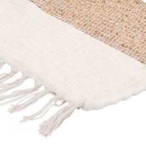 Tapis en jute et coton naturel rayé beige et blanc, tissé, antimicrobien, écologique, pour hôtel et usage domestique - Product Image 3