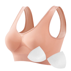 Soutien-gorge de sport sans couture, doux, extensible, respirant, confortable, avec bonnets amovibles, taille plus - Product Image 1