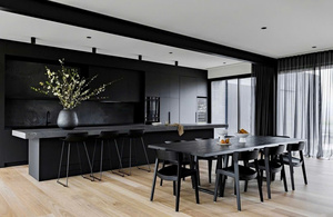 Chaise en onyx noir, chaise de salle à manger moderne de luxe en bois massif, siège minimaliste pour salle à manger 030 - Product Image 5