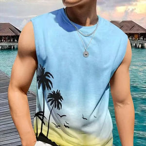 เสื้อกล้ามพิมพ์ลายปลาแบบลำลองใส่ได้ทุกวันสำหรับฤดูร้อนเสื้อยืดแฟชั่นแขนกุดแบบถักทอซักได้สไตล์ปาร์ตี้ริมทะเล - Product Image 4