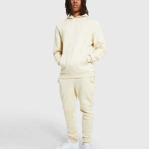 Ensemble de survêtement décontracté pour homme, uni, pour l'hiver, 100% polyester, molleton écologique, sweat-shirt et pantalon de jogging - Product Image 3