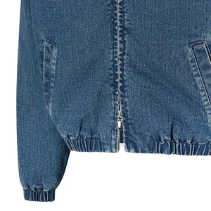 Plain <b>Cropped</b> Washed DenimBomber <b>Jacket</b> for Men - Product Image 3