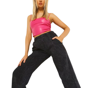 Joggers personnalisables pour femmes avec poches latérales 100% coton bio Street wear Joggers délavés à l'acide pour femmes - Product Image 6