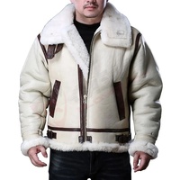 Veste en cuir de mouton en laine blanche pour homme, vêtements de mode, vestes d'hiver en fourrure, manteau en fourrure chez Qasaabco