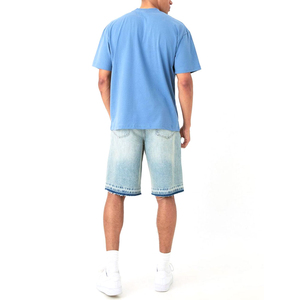 T-shirt 100% coton pour hommes surdimensionné lavé à l'acide goutte épaule vierge Streetwear poids lourd solide hommes Anti-rides t-shirt - Product Image 2