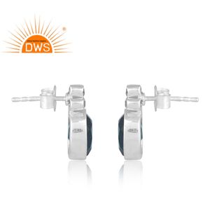 Nueva tendencia Diseño Plata Natural Doublet Santa Maria Aguamarina Cuarzo Cz Piedra preciosa Pendiente Fabricante de joyería personalizada - Product Image 4