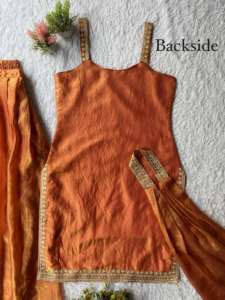 Conjunto Sharara de Tela Chinon de Diseño Moderno, Estilo Indio Pakistaní, Bordado, Última Moda Exclusiva para Mujer, Ropa Elegante para Fiestas y Bodas - Product Image 3