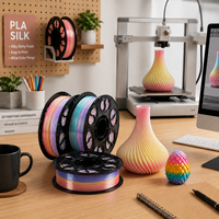 Filamen PLA Pelangi Sutra 1.75mm 1KG Gradasi Warna Permen, Bahan Cetak 3D untuk Printer 3D FDM Bambu Lab A1 P1S X1C