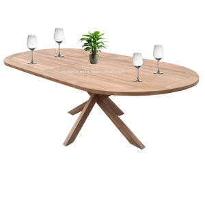 Mesa de Comedor Ovalada Moderna de Madera de Teca al por Mayor, Muebles de Jardín para Exteriores para Proyectos Comerciales de Resorts, Uso en Exteriores - Product Image 1