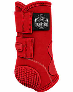 รองเท้าบูทป้องกันขาสำหรับม้า Tough Tack Horse Splint Boots สีแดง ทำจากไมโครไฟเบอร์ พร้อมพื้นรองเท้า Hex Grip สำหรับขี่ม้า รุ่น 2026 - Product Image 2