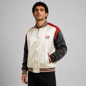 Veste en satin vintage pour homme, col montant, personnalisable avec broderie universitaire, en soie teinte, pour l'hiver - Product Image 5