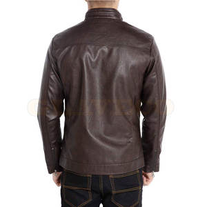 <b>Heavy</b> <b>Duty</b> Custom Made Men's Winter Leather Jacket with Stand Collar and Front Logo-High Quality Eco-Friendly Waterproof - Product Image 2