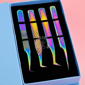 Vente chaude Fiber Tip Extension de Cils Pince À Épiler Mega Volume Boot Fine X Volume Antidérapant Diamond Grip Mince Isolation Pince À Épiler - Product Image 1