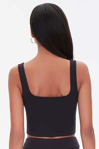 Top court en jersey de coton rose pour femme T-Shirt côtelé uni Débardeur court pour femme - Product Image 2