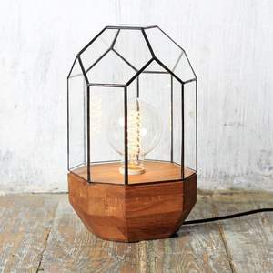Wholesale New <b>Geometric</b> Glass <b>Terrarium</b> With Wooden Base for Indoor & Outdoor Balcony Plant Decoration Antique Finished - Product Image 1