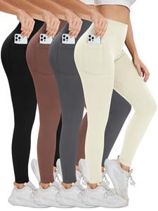 Pantalones de yoga sin costuras de cintura alta para mujer, cintura elástica, mallas deportivas de Color sólido, bolsillo, estilo informal, ropa deportiva transfronteriza - Product Image 1