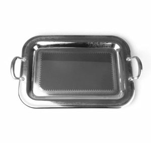 Plateau de service décoratif rectangulaire au toucher doré Utilisation du restaurant d'hôtel à domicile pour le plateau de décoration de table du Ramadan avec poignées - Product Image 3