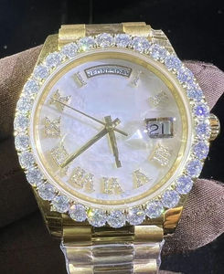 Montre-bracelet analogique de luxe personnalisée en moissanite, clarté VVS, passe le testeur de diamants, haute qualité, marque de mode, montre d'affaires - Product Image 5