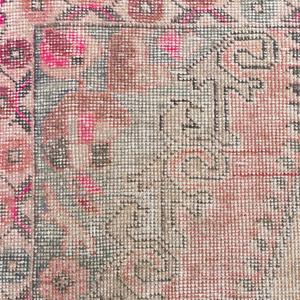 0.4x6.9 ft Vintage Turkish Rug, <b>Runner</b> Rug, <b>Red</b> Pink Oriental Wool Rug - Product Image 4