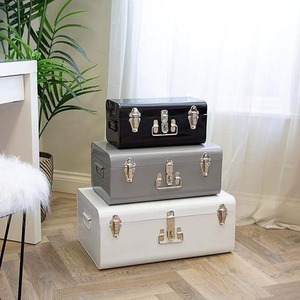 <b>Beautiful</b> Metal Rectangular Trunk Storage Box With Gold Handles Available in Three Sizes Vintage Style - Product Image 6