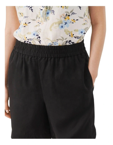 Plain 100% Cotton Women's Shorts in Black Regular Fit Breathable Eco-Friendly Comfort Waist Mid <b>Thigh</b> Woven with Pockets - Product Image 2