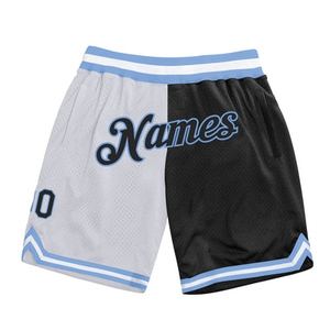 Industrie Direct Engro Sportswear Basketball Shorts Personnalisé Blanc Noir-Bleu Clair Authentique Split Fashion Basketball Shorts - Product Image 1