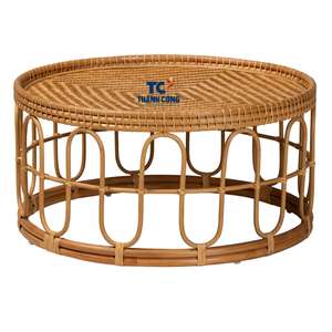 Vente en gros de tables basses en rotin Table ronde bohème Meubles de salon et de maison fabriqués au Vietnam - Product Image 1
