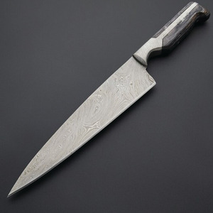 ปลอกหนังสเตนเลสสตีลสำหรับเชฟครัวเหล็กดามัสกัสทำด้วยมือปลอกหนัง - Product Image 4