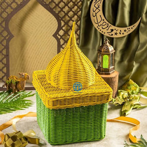 Nouvelle tendance, article pratique et coloré pour panier-cadeau islamique, boîte du Ramadan, cadeau de l'Aïd, panier en rotin en forme de dôme de mosquée - Product Image 2